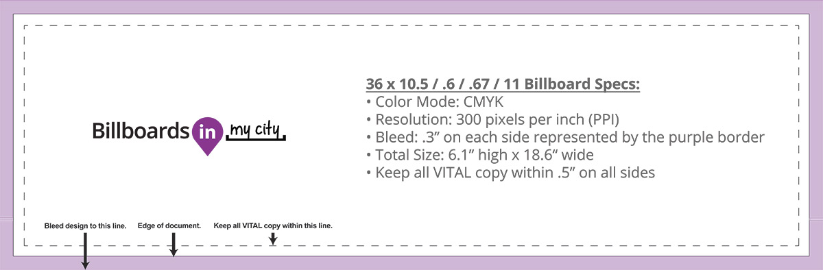 36' x 10.5' • 36' x 10.6' • 36' x 10.67' • 36' x 11' Billboard