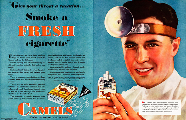 A vintage Camel cigarette billboard.